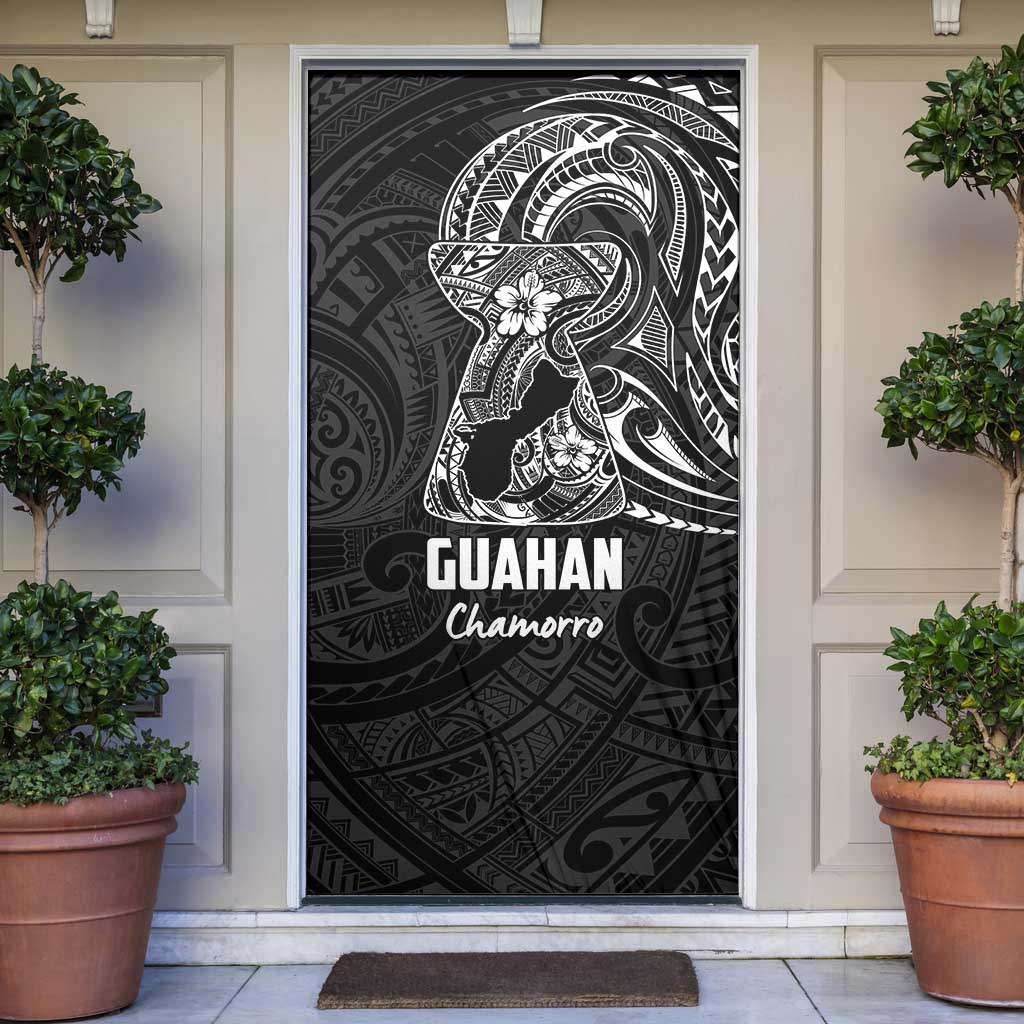 Black Guam Latte Stone Tribal Tattoo Door Cover Hafa Adai Six 7 One - Polynesian Pride