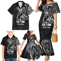 Black Guam Latte Stone Tribal Tattoo Family Matching Mermaid Dress and Hawaiian Shirt Hafa Adai Six 7 One