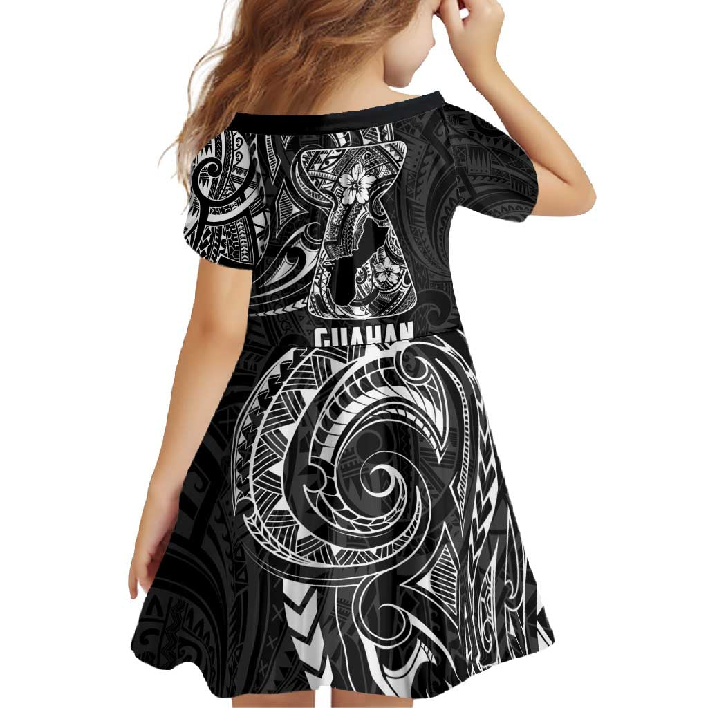 Black Guam Latte Stone Tribal Tattoo Family Matching Short Sleeve Bodycon Dress and Hawaiian Shirt Hafa Adai Six 7 One