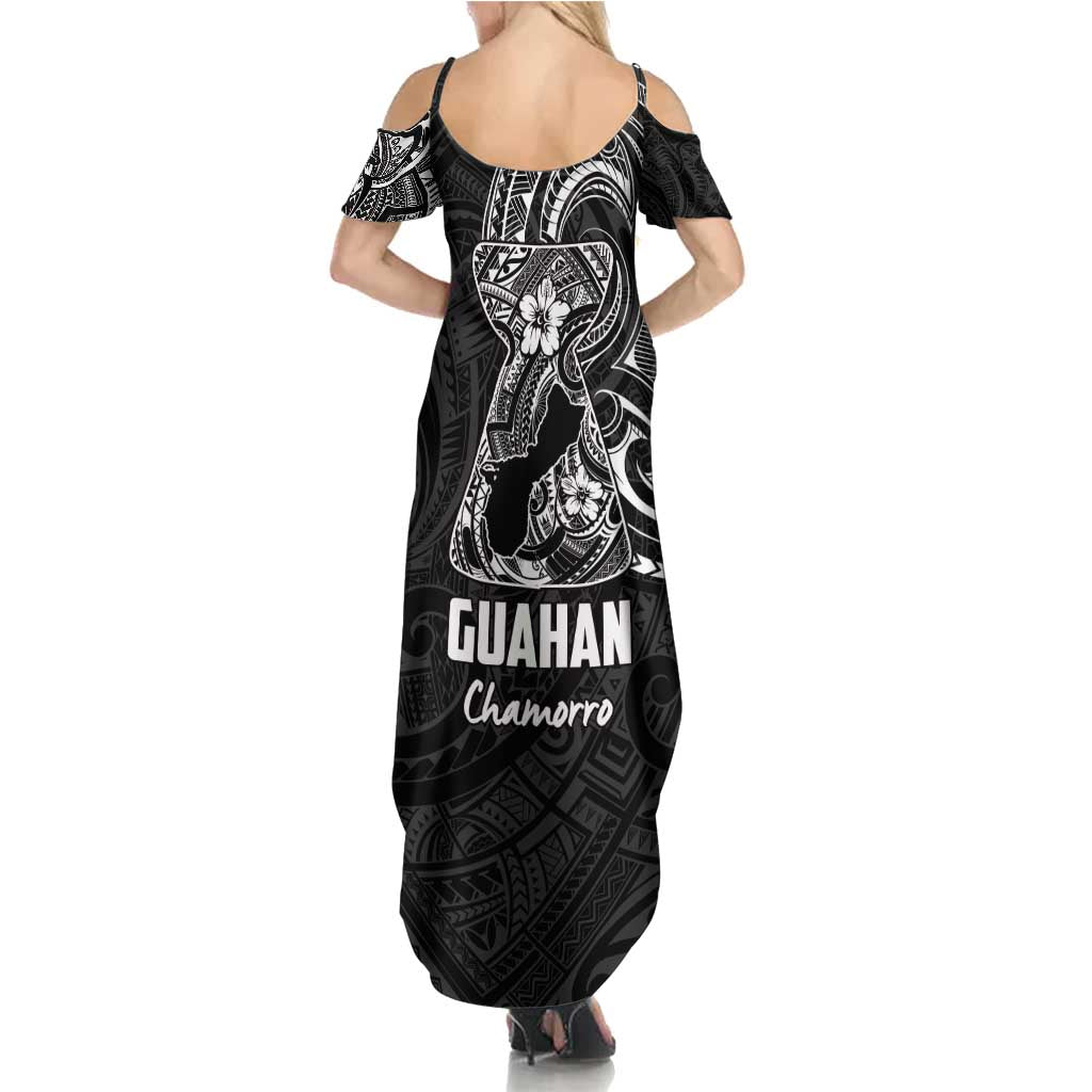 Black Guam Latte Stone Tribal Tattoo Family Matching Summer Maxi Dress and Hawaiian Shirt Hafa Adai Six 7 One