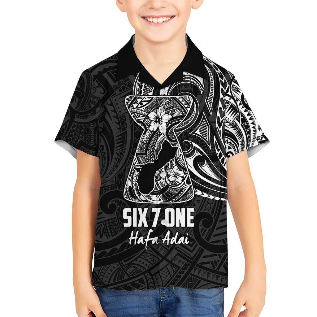 Black Guam Latte Stone Tribal Tattoo Hawaiian Shirt Hafa Adai Six 7 One