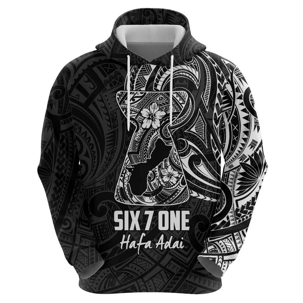 Black Guam Latte Stone Tribal Tattoo Hoodie Hafa Adai Six 7 One