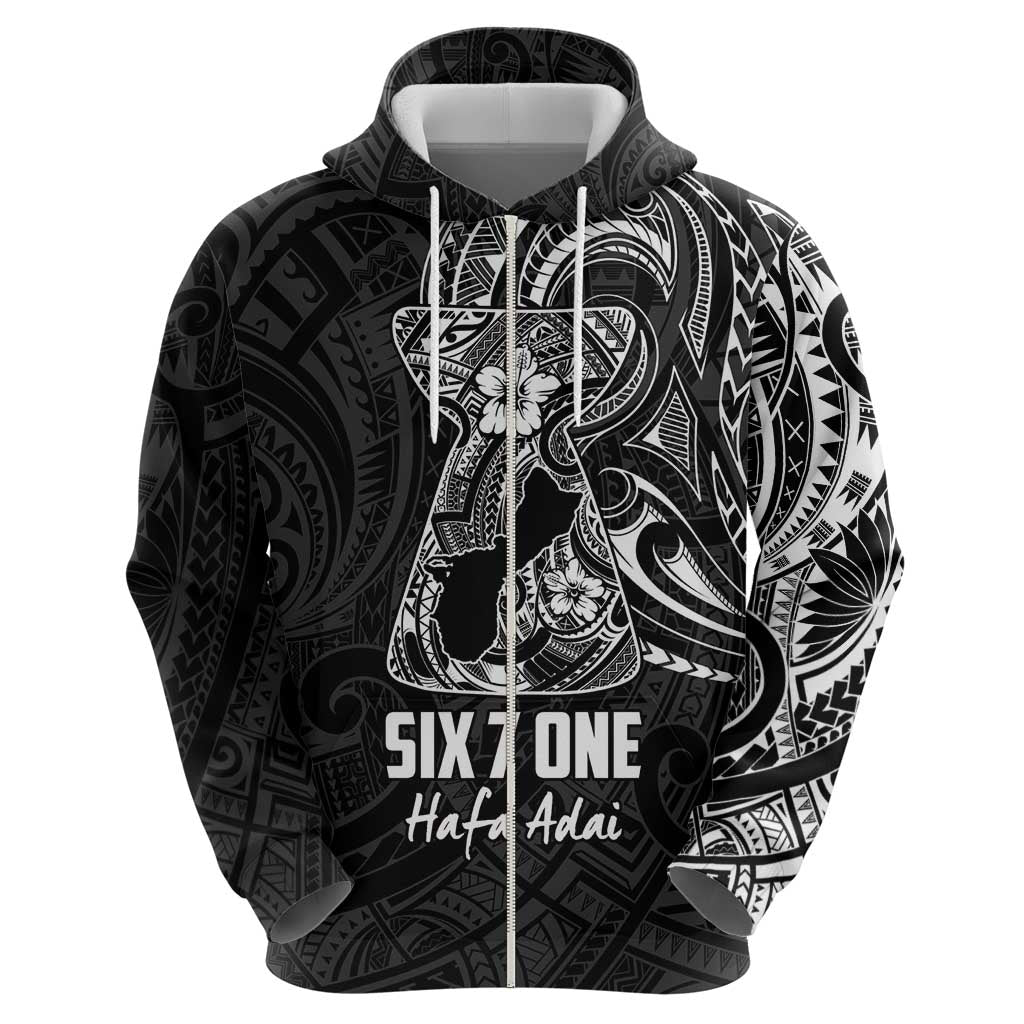 Black Guam Latte Stone Tribal Tattoo Hoodie Hafa Adai Six 7 One