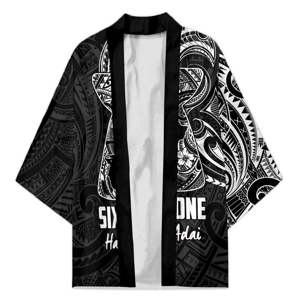 Black Guam Latte Stone Tribal Tattoo Kimono Hafa Adai Six 7 One - Polynesian Pride