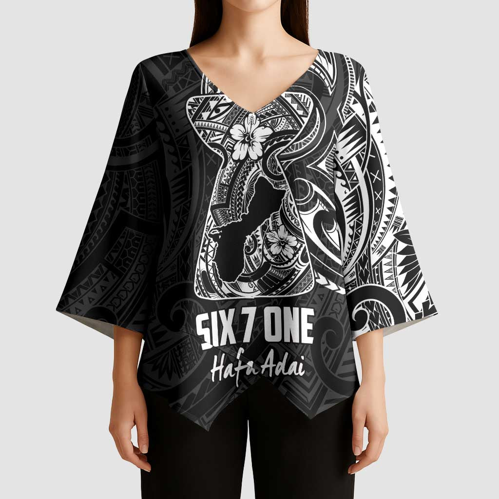 Black Guam Latte Stone Tribal Tattoo Kimono Sleeve Blouse Hafa Adai Six 7 One - Polynesian Pride