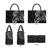 Black Guam Latte Stone Tribal Tattoo Leather Bag Hafa Adai Six 7 One - Polynesian Pride