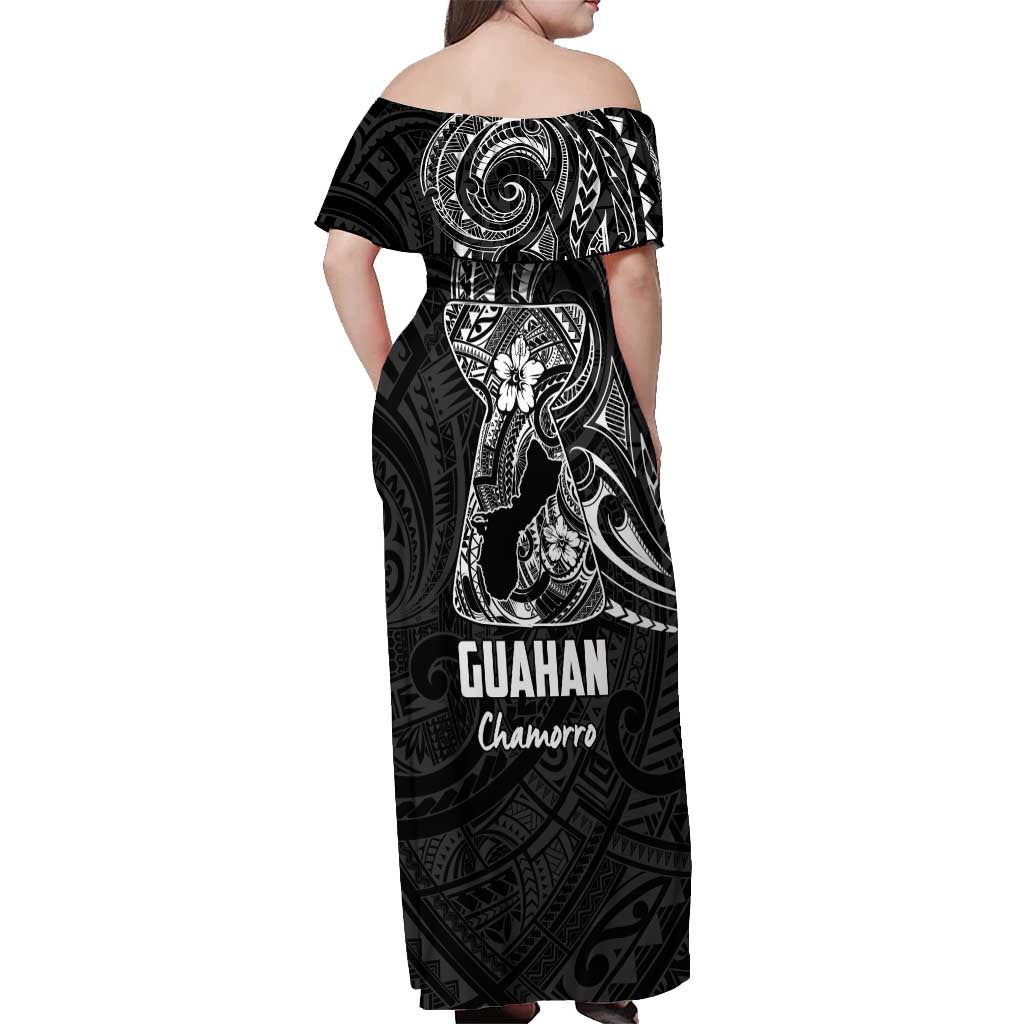 Black Guam Latte Stone Tribal Tattoo Off Shoulder Maxi Dress Hafa Adai Six 7 One