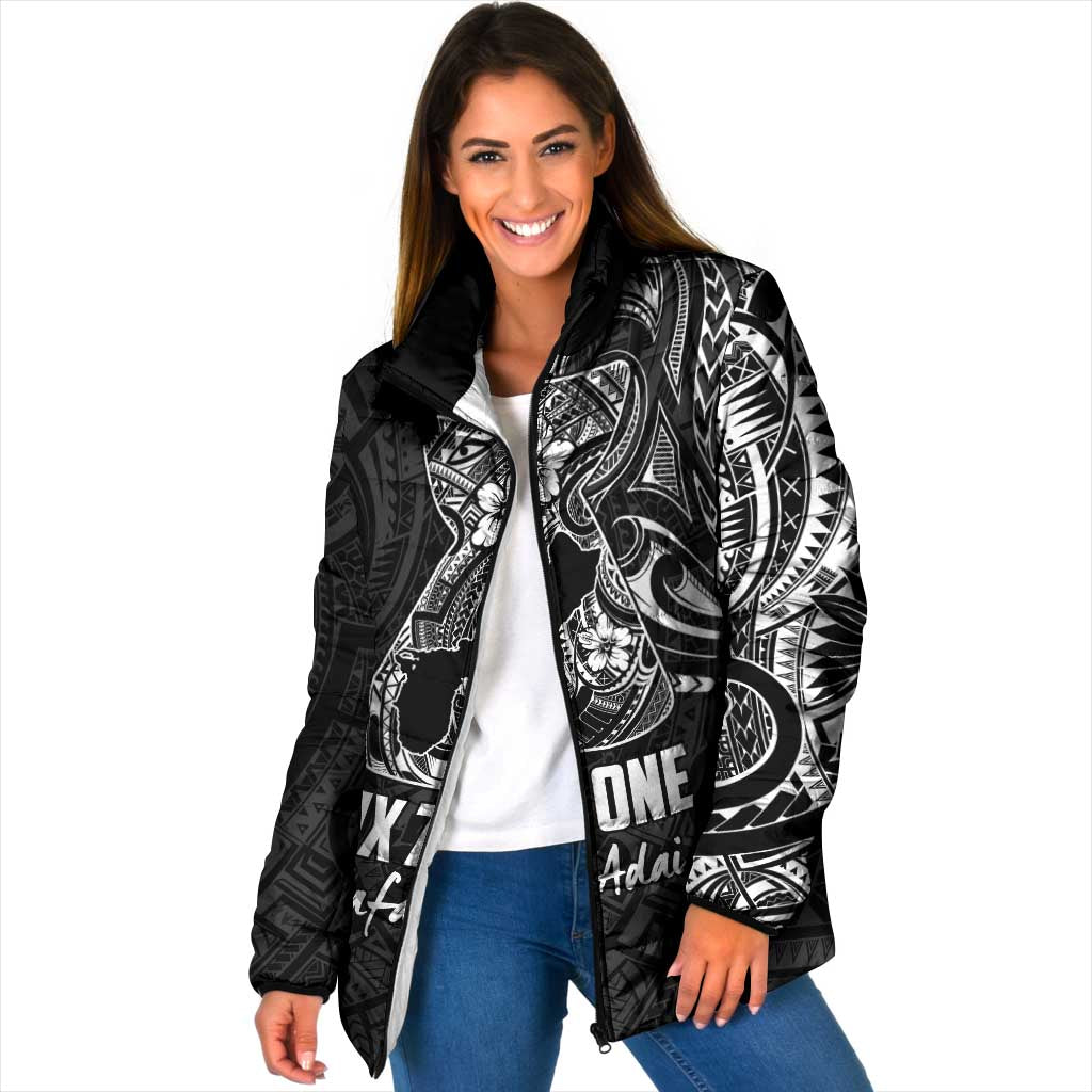 Black Guam Latte Stone Tribal Tattoo Padded Jacket Hafa Adai Six 7 One - Polynesian Pride