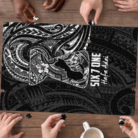 Black Guam Latte Stone Tribal Tattoo Puzzle Hafa Adai Six 7 One - Polynesian Pride