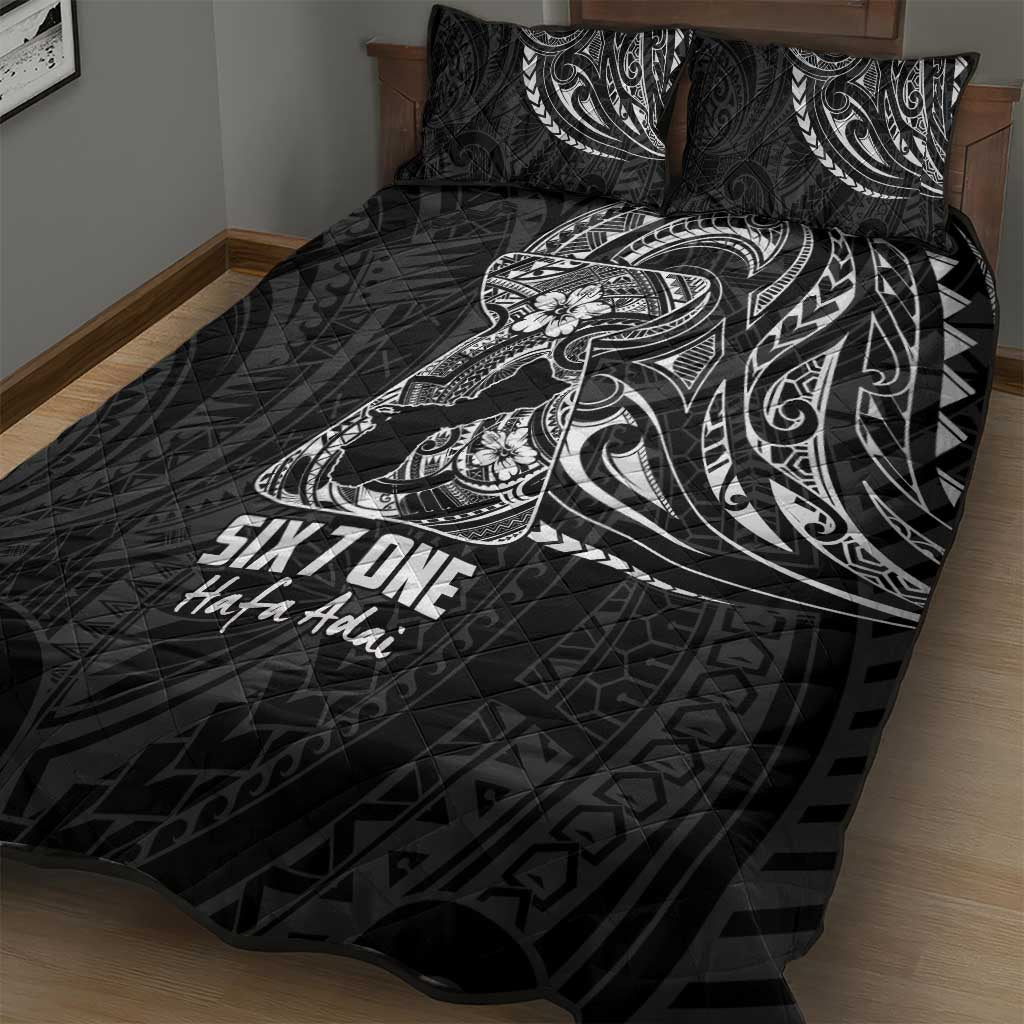Black Guam Latte Stone Tribal Tattoo Quilt Bed Set Hafa Adai Six 7 One