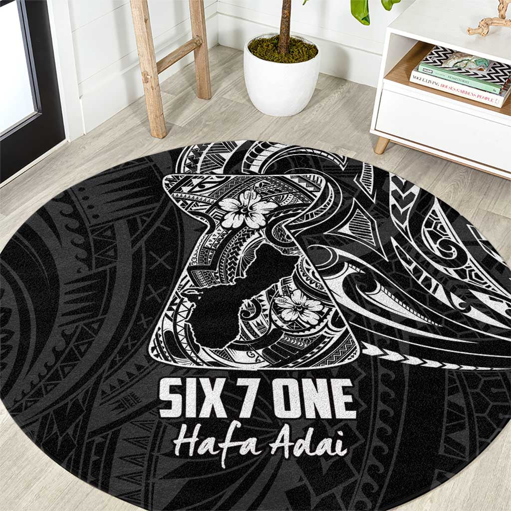 Black Guam Latte Stone Tribal Tattoo Round Carpet Hafa Adai Six 7 One
