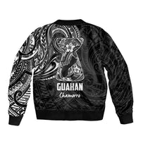 Black Guam Latte Stone Tribal Tattoo Sleeve Zip Bomber Jacket Hafa Adai Six 7 One