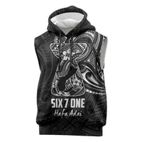 Black Guam Latte Stone Tribal Tattoo Sleeveless Hoodie Hafa Adai Six 7 One - Polynesian Pride