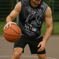 Black Guam Latte Stone Tribal Tattoo Sleeveless Hoodie Hafa Adai Six 7 One - Polynesian Pride