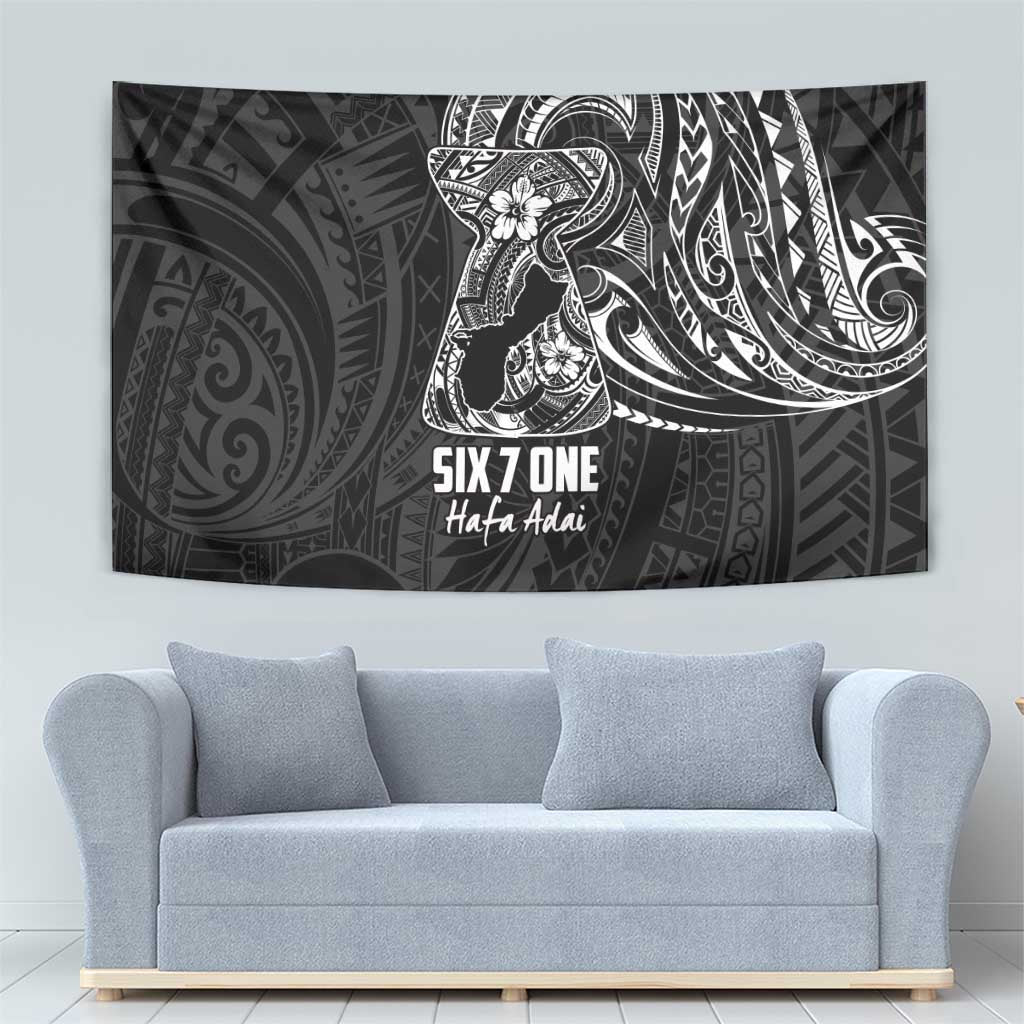 Black Guam Latte Stone Tribal Tattoo Tapestry Hafa Adai Six 7 One