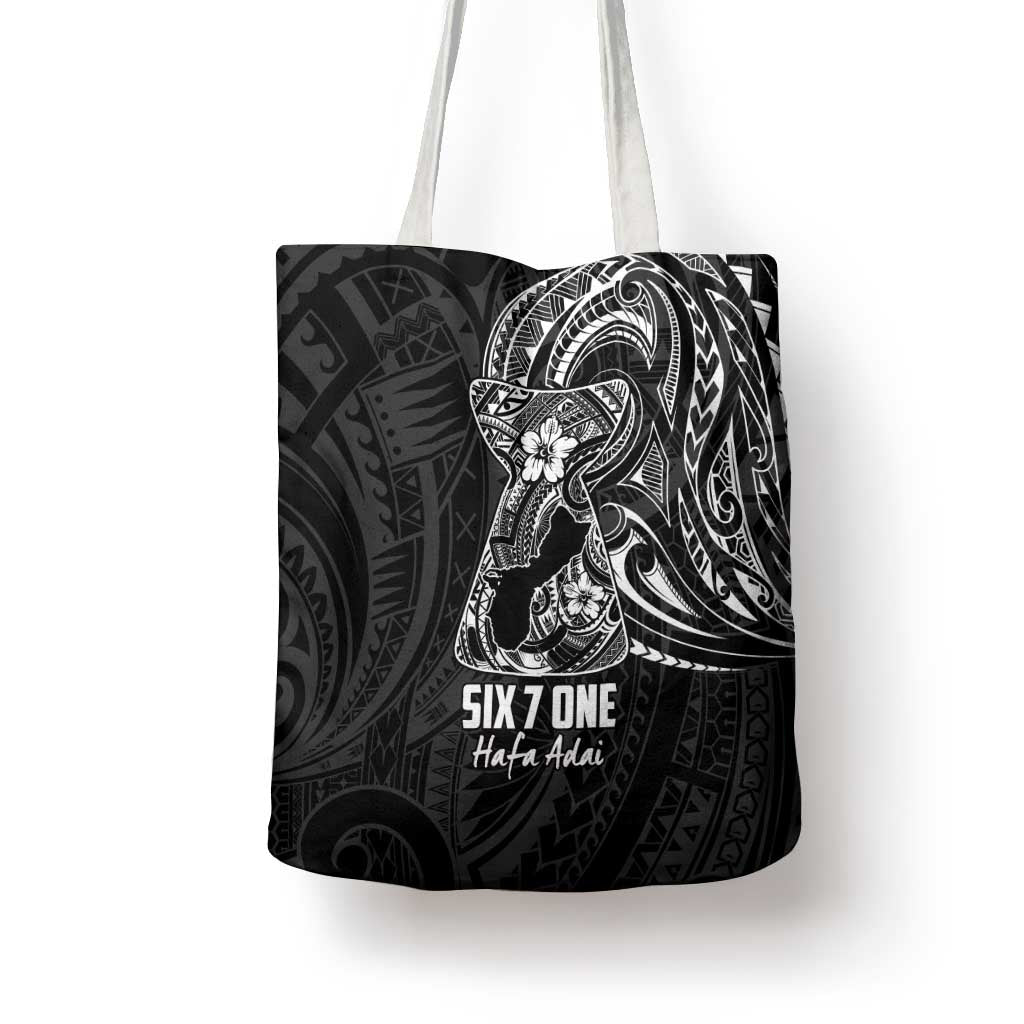 Black Guam Latte Stone Tribal Tattoo Tote Bag Hafa Adai Six 7 One - Polynesian Pride