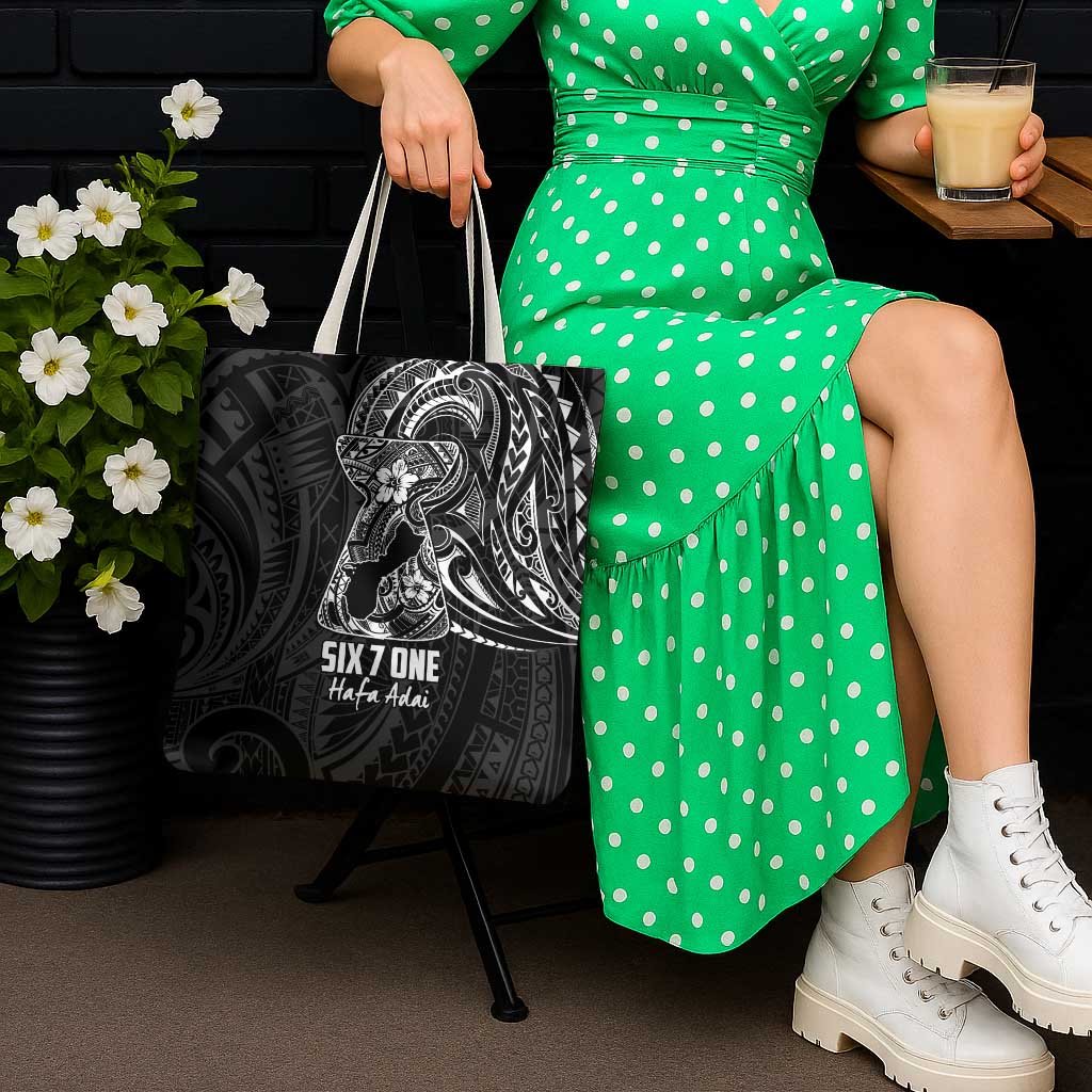 Black Guam Latte Stone Tribal Tattoo Tote Bag Hafa Adai Six 7 One - Polynesian Pride