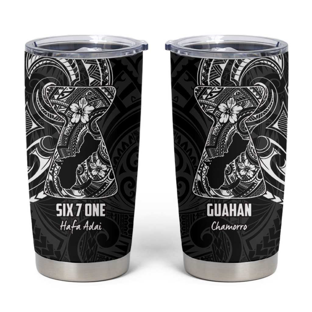 Black Guam Latte Stone Tribal Tattoo Tumbler Cup Hafa Adai Six 7 One