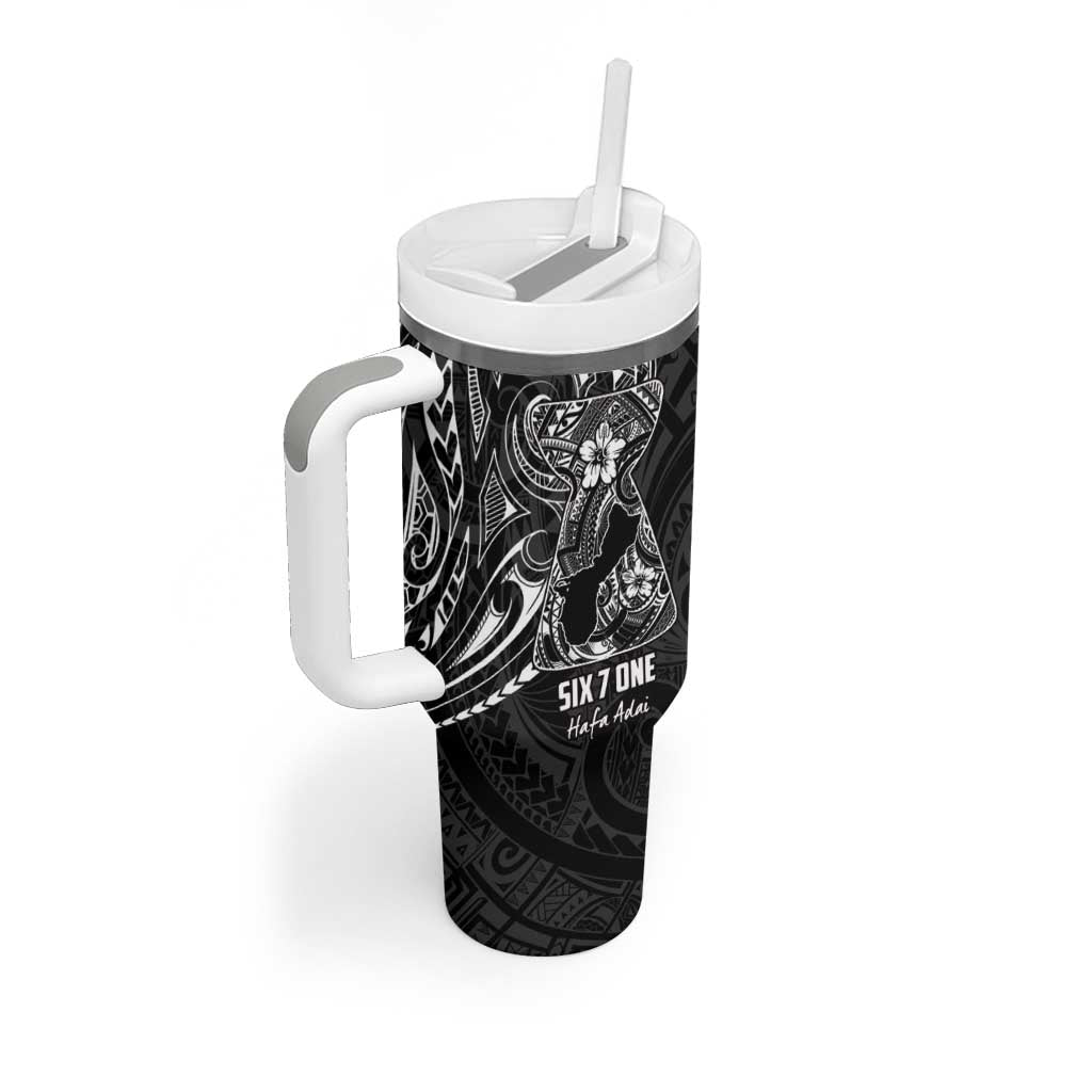 Black Guam Latte Stone Tribal Tattoo Tumbler With Handle Hafa Adai Six 7 One