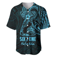 Blue Guam Latte Stone Tribal Tattoo Baseball Jersey Hafa Adai Six 7 One