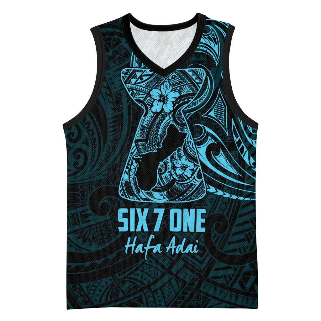 Blue Guam Latte Stone Tribal Tattoo Basketball Jersey Hafa Adai Six 7 One - Polynesian Pride