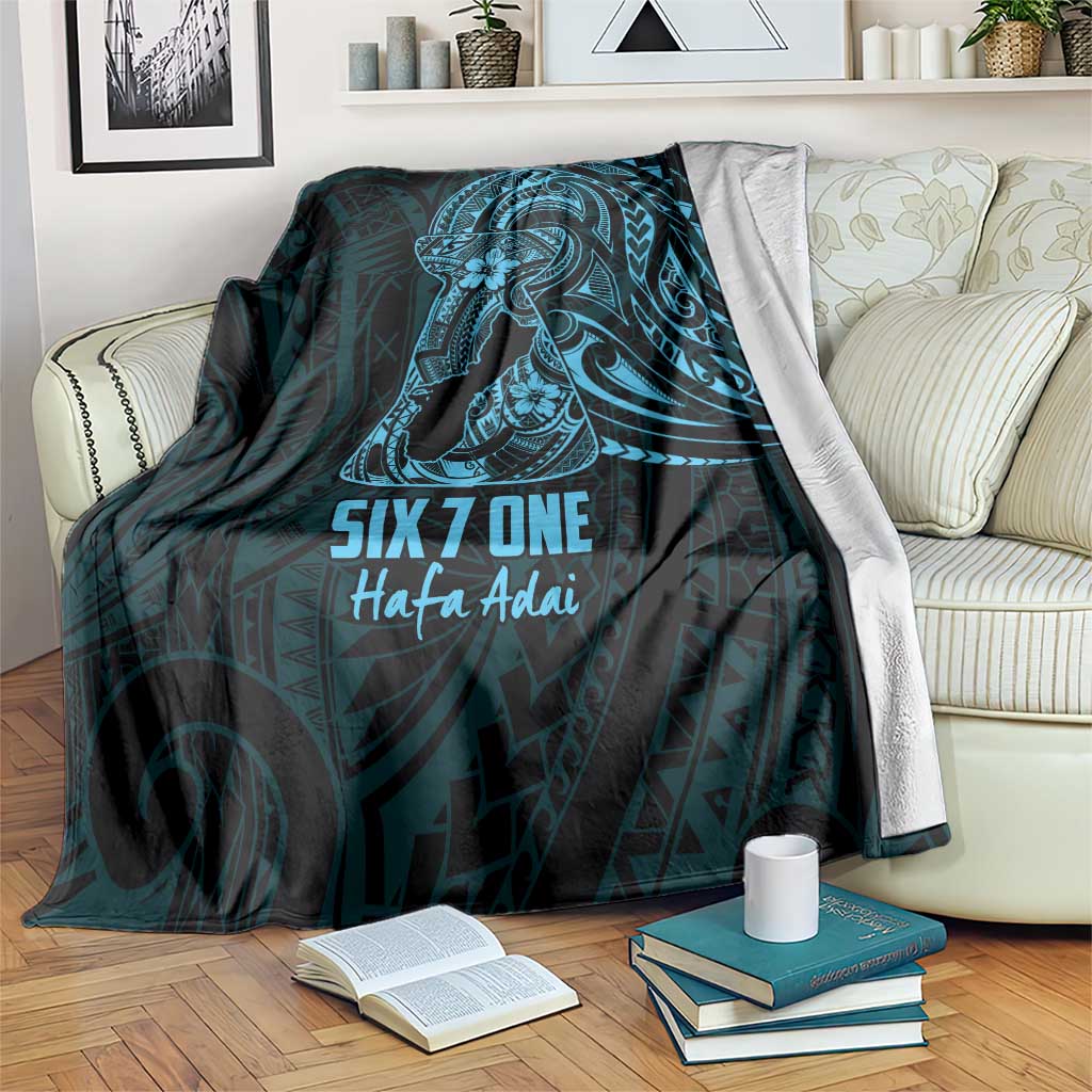 Blue Guam Latte Stone Tribal Tattoo Blanket Hafa Adai Six 7 One LT9 Blue - Polynesian Pride