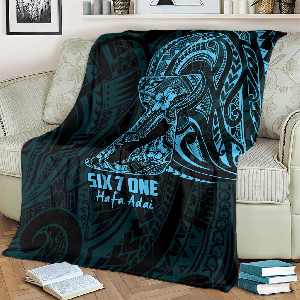 Blue Guam Latte Stone Tribal Tattoo Blanket Hafa Adai Six 7 One LT9 - Polynesian Pride