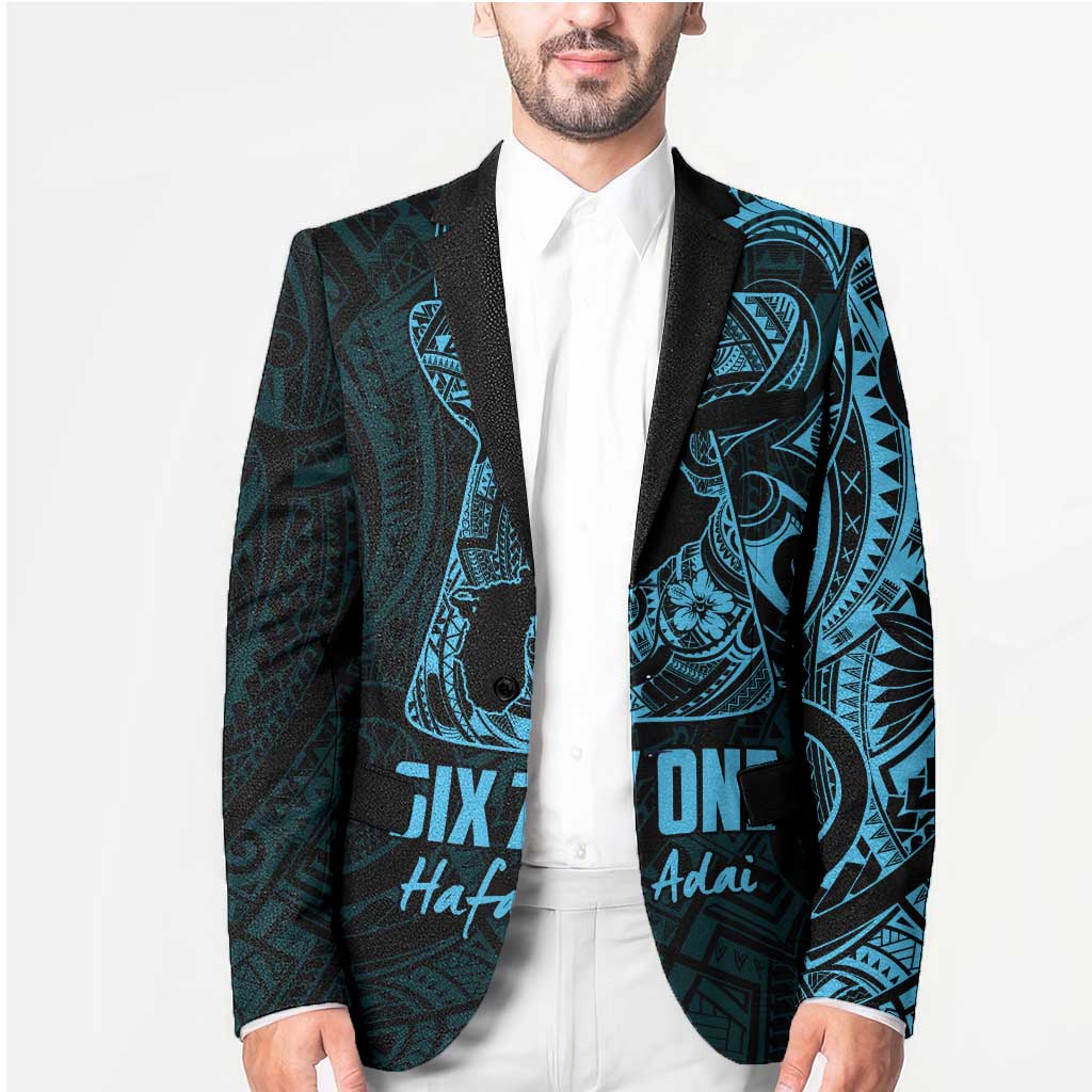 Blue Guam Latte Stone Tribal Tattoo Blazer Hafa Adai Six 7 One LT9 - Polynesian Pride