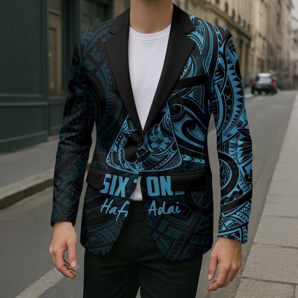 Blue Guam Latte Stone Tribal Tattoo Blazer Hafa Adai Six 7 One LT9 - Polynesian Pride