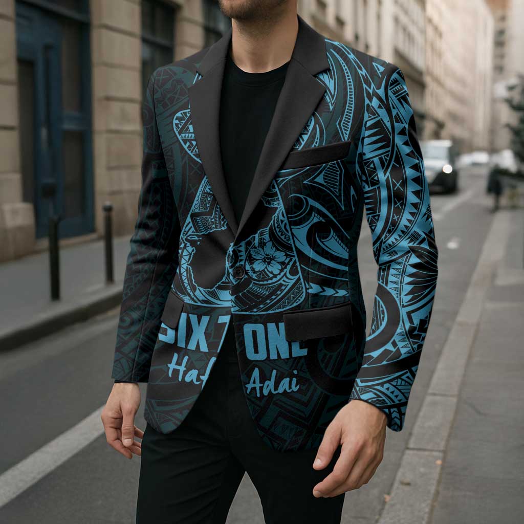 Blue Guam Latte Stone Tribal Tattoo Blazer Hafa Adai Six 7 One LT9 - Polynesian Pride