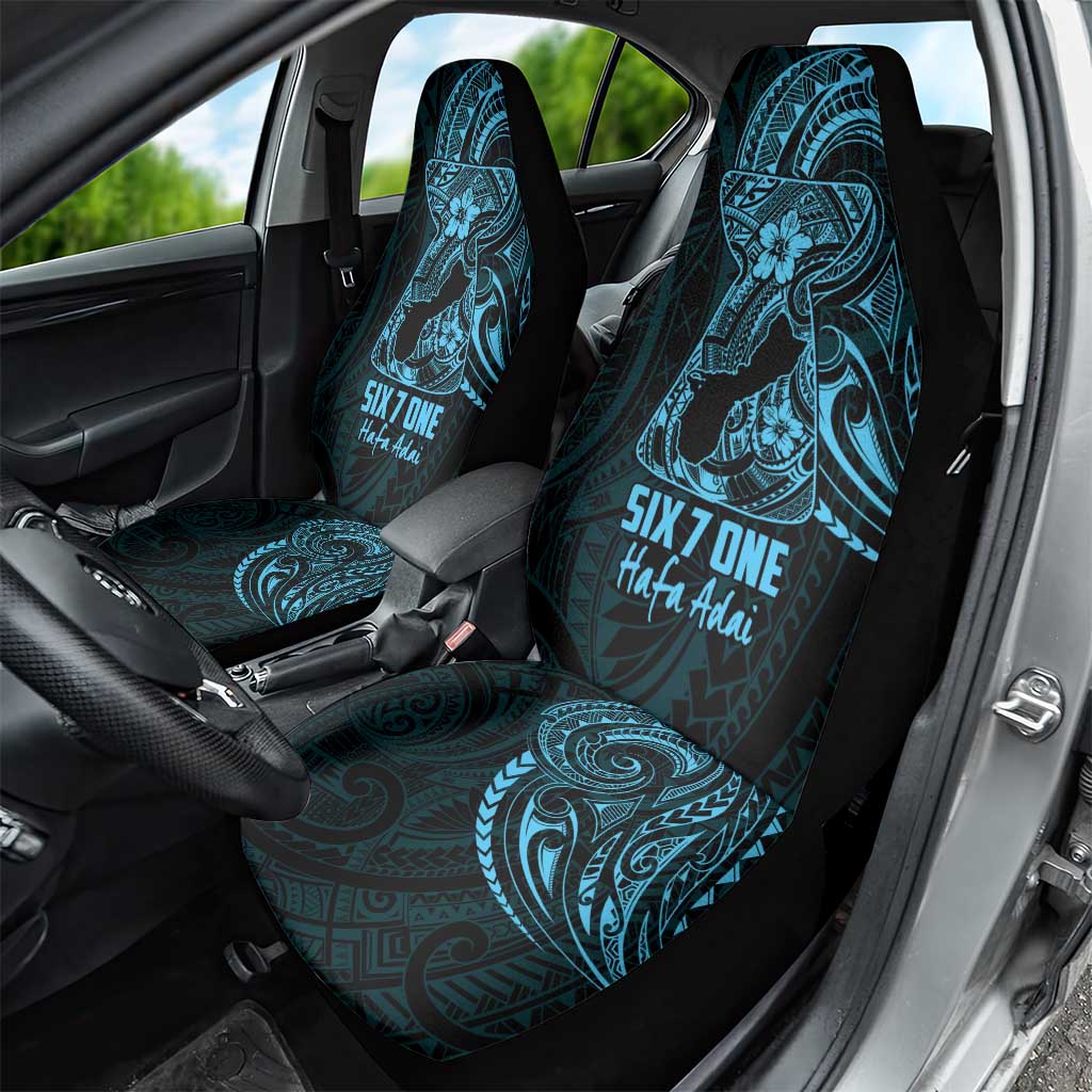 Blue Guam Latte Stone Tribal Tattoo Car Seat Cover Hafa Adai Six 7 One