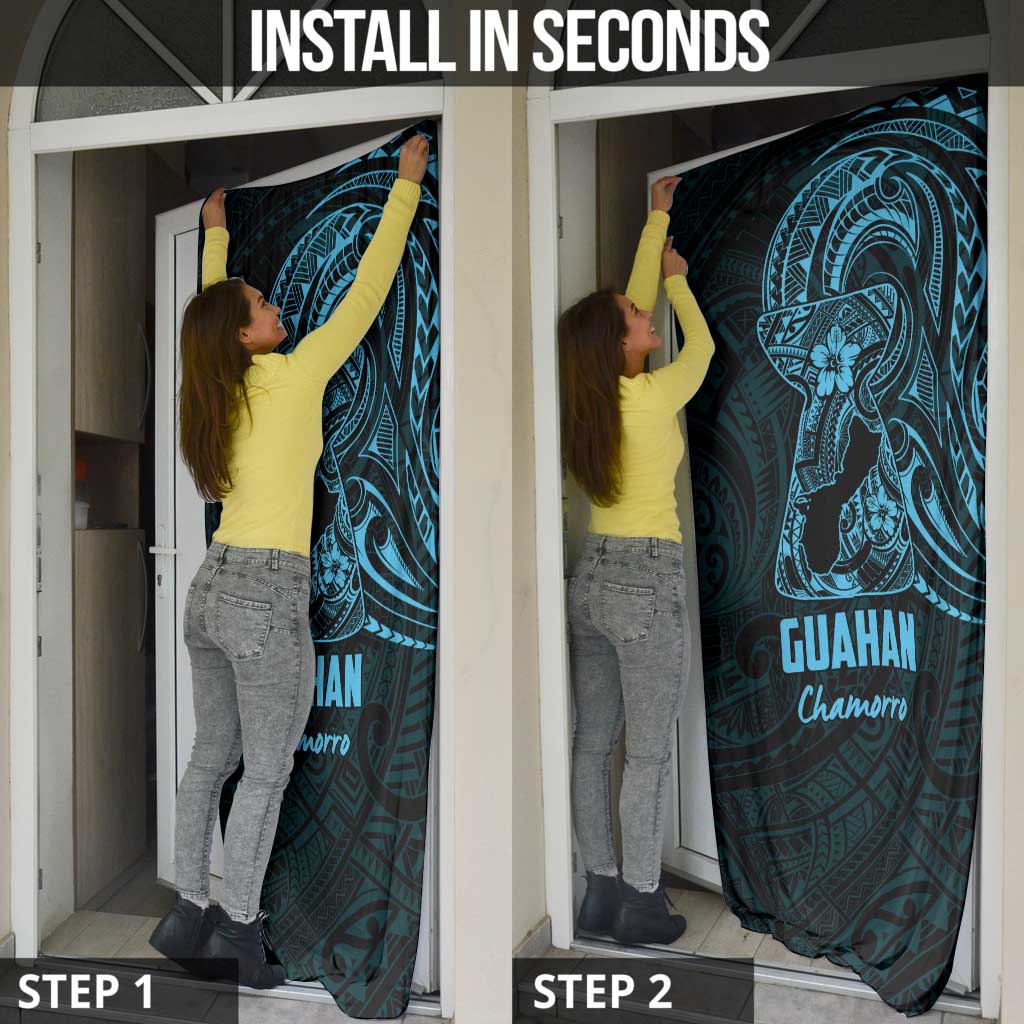 Blue Guam Latte Stone Tribal Tattoo Door Cover Hafa Adai Six 7 One - Polynesian Pride