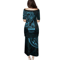 Blue Guam Latte Stone Tribal Tattoo Family Matching Puletasi and Hawaiian Shirt Hafa Adai Six 7 One