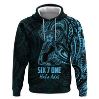 Blue Guam Latte Stone Tribal Tattoo Hoodie Hafa Adai Six 7 One