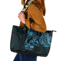 Blue Guam Latte Stone Tribal Tattoo Leather Tote Bag Hafa Adai Six 7 One