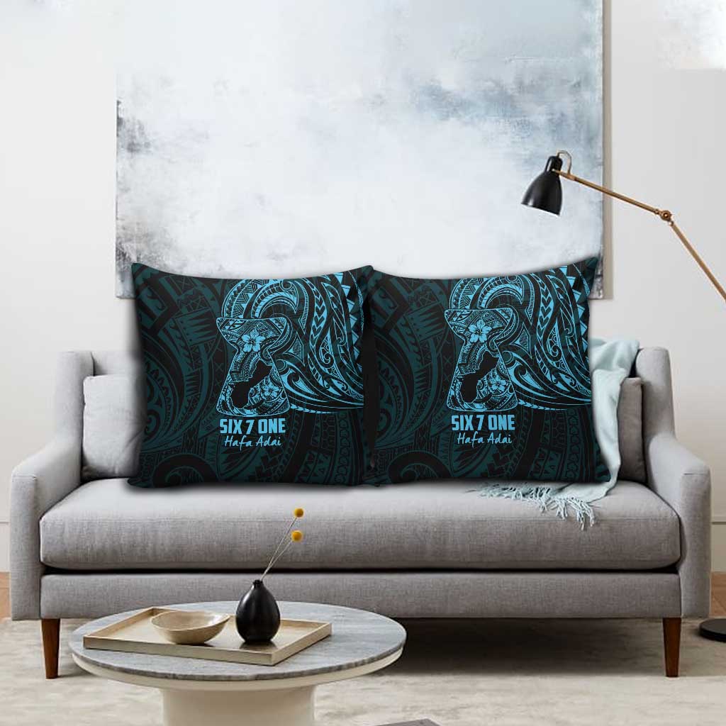 Blue Guam Latte Stone Tribal Tattoo Pillow Cover Hafa Adai Six 7 One - Polynesian Pride