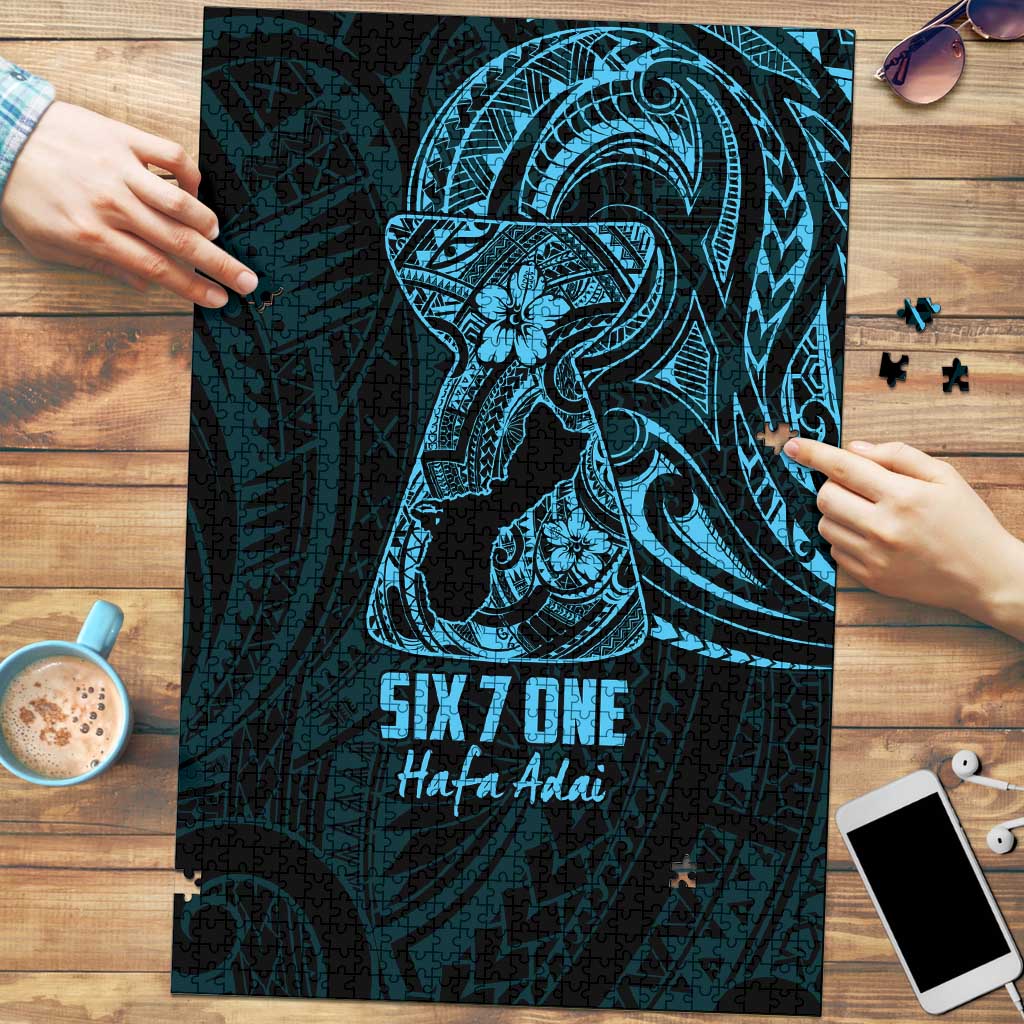 Blue Guam Latte Stone Tribal Tattoo Puzzle Hafa Adai Six 7 One - Polynesian Pride