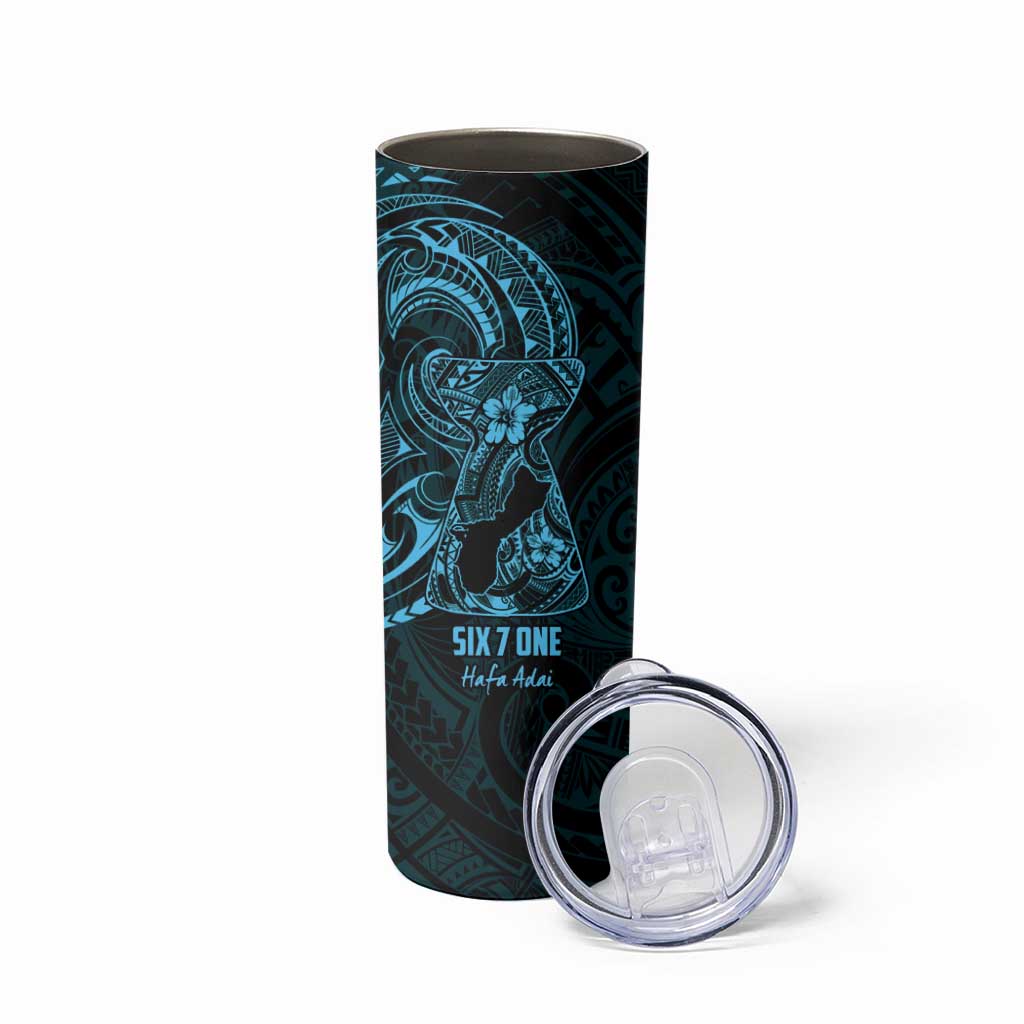 Blue Guam Latte Stone Tribal Tattoo Skinny Tumbler Hafa Adai Six 7 One