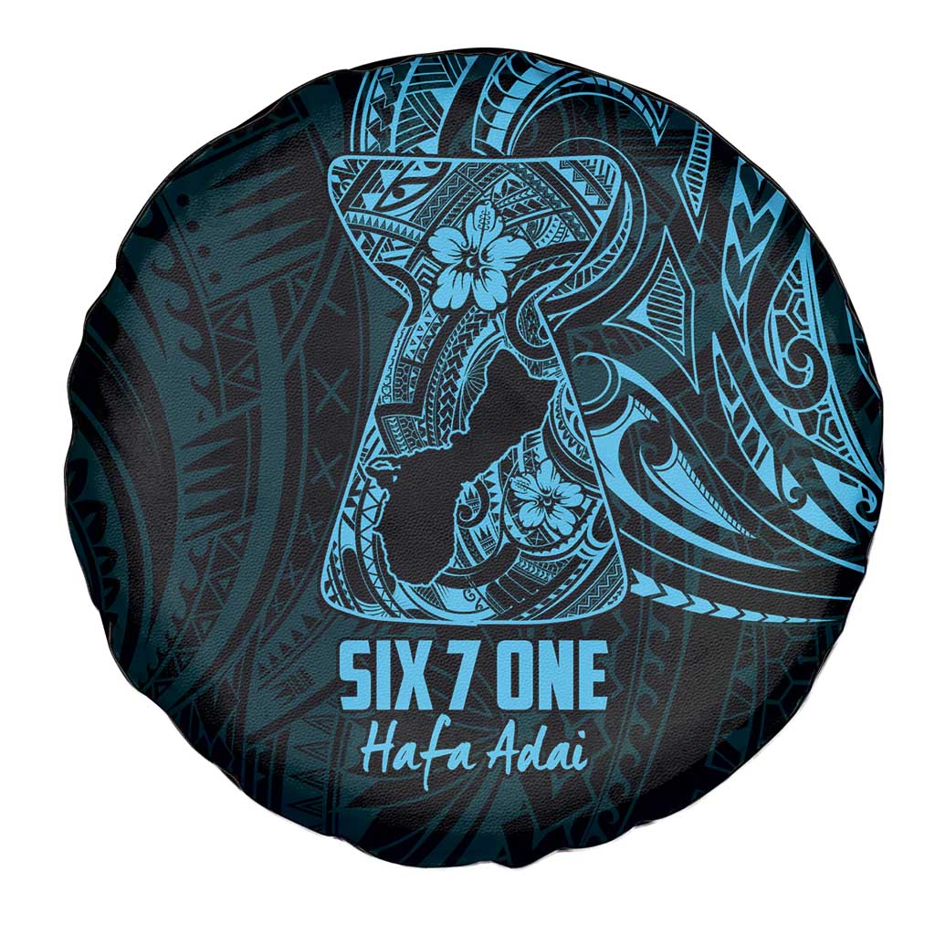 Blue Guam Latte Stone Tribal Tattoo Spare Tire Cover Hafa Adai Six 7 One