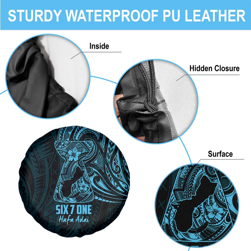 Blue Guam Latte Stone Tribal Tattoo Spare Tire Cover Hafa Adai Six 7 One