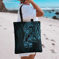 Blue Guam Latte Stone Tribal Tattoo Tote Bag Hafa Adai Six 7 One - Polynesian Pride