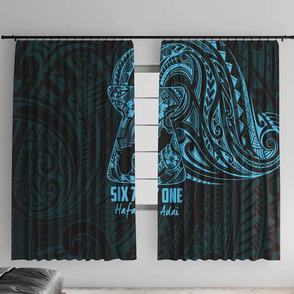 Blue Guam Latte Stone Tribal Tattoo Window Curtain Hafa Adai Six 7 One