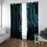 Blue Guam Latte Stone Tribal Tattoo Window Curtain Hafa Adai Six 7 One