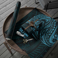 Blue Guam Latte Stone Tribal Tattoo Wrapping Paper Hafa Adai Six 7 One - Polynesian Pride