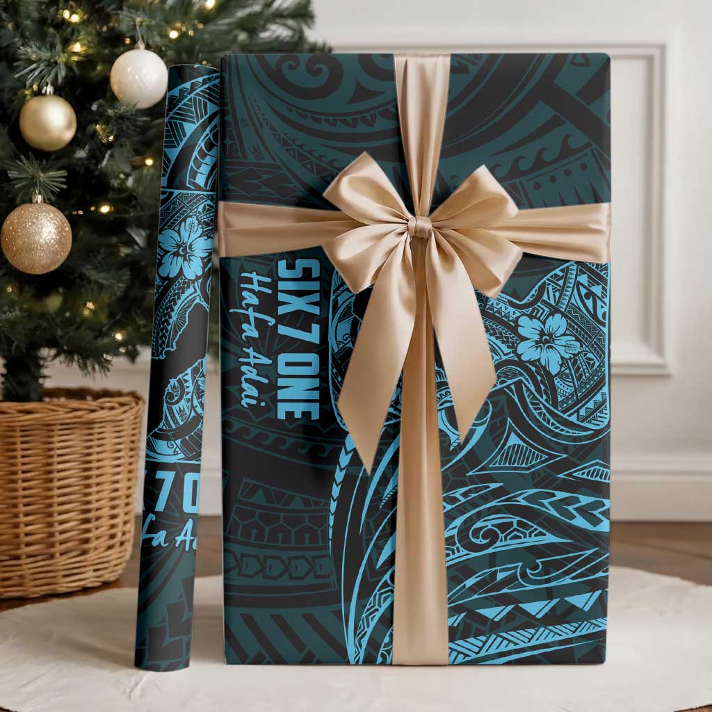 Blue Guam Latte Stone Tribal Tattoo Wrapping Paper Hafa Adai Six 7 One - Polynesian Pride