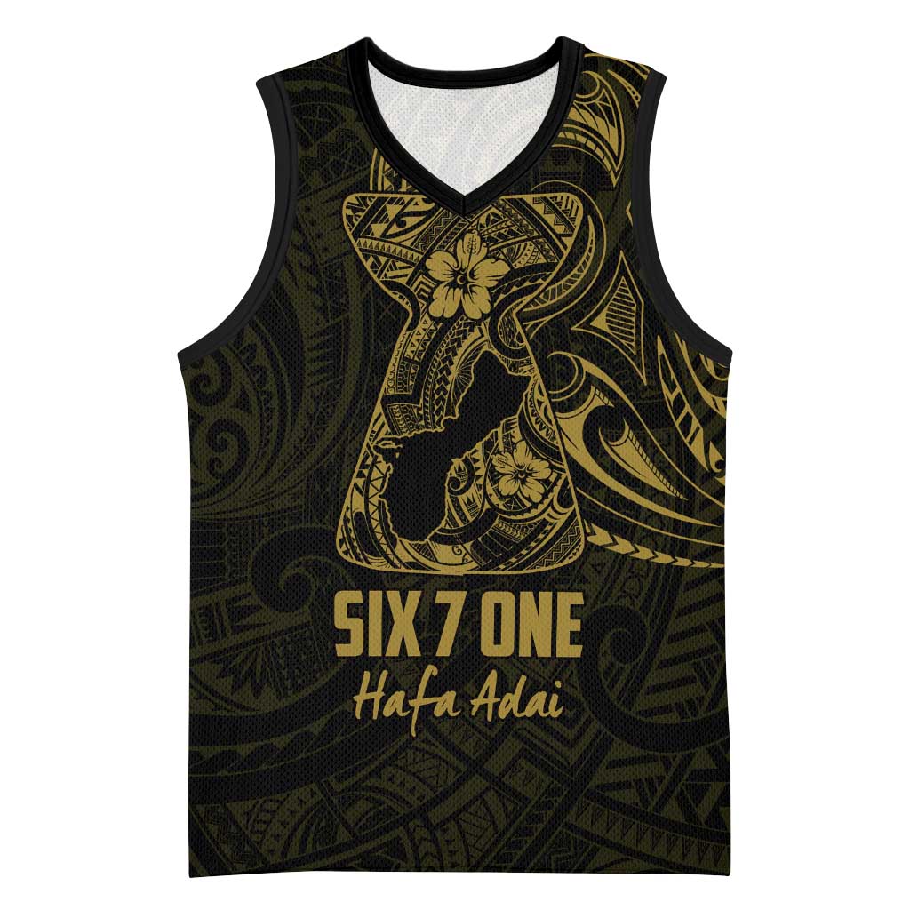 Gold Guam Latte Stone Tribal Tattoo Basketball Jersey Hafa Adai Six 7 One - Polynesian Pride
