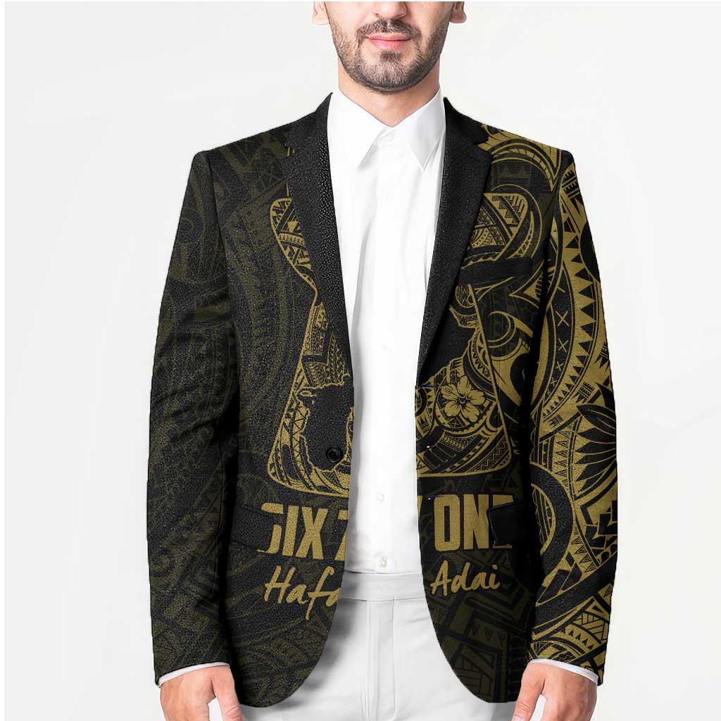 Gold Guam Latte Stone Tribal Tattoo Blazer Hafa Adai Six 7 One - Polynesian Pride