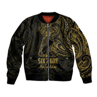 Gold Guam Latte Stone Tribal Tattoo Bomber Jacket Hafa Adai Six 7 One