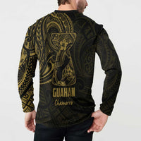 Gold Guam Latte Stone Tribal Tattoo Button Sweatshirt Hafa Adai Six 7 One