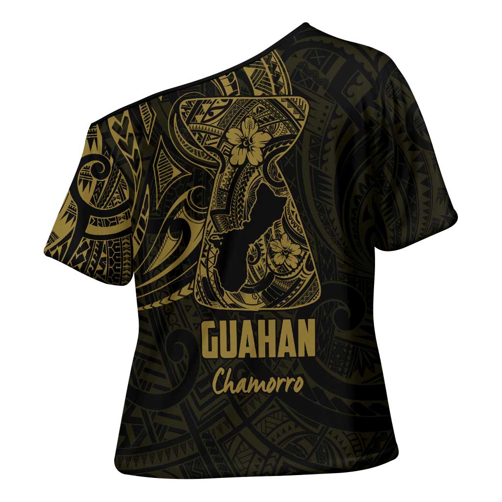 Gold Guam Latte Stone Tribal Tattoo Cross Shoulder Shirt Hafa Adai Six 7 One - Polynesian Pride